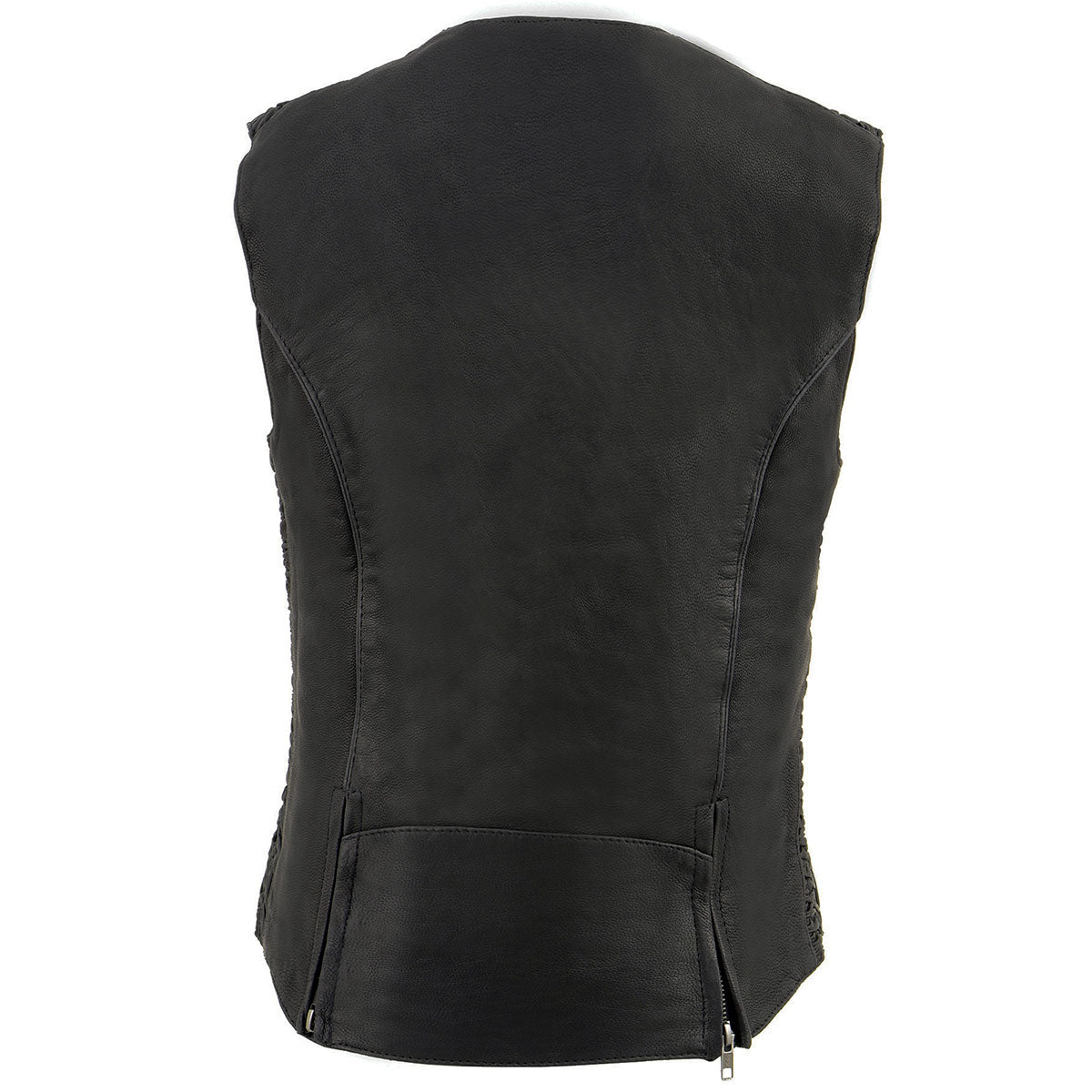 Milwaukee Leather MLL4571 Ladies 'Crinkled' Black Lightweight Leather Vest