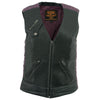 Milwaukee Leather MLL4571 Ladies 'Crinkled' Black and Purple Lightweight Leather Vest