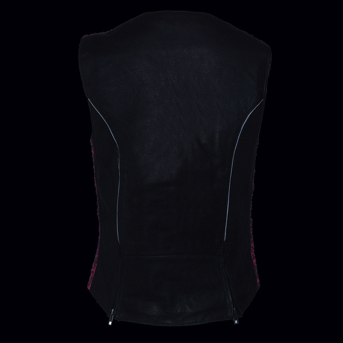 Milwaukee Leather MLL4571 Ladies 'Crinkled' Black and Pink Lightweight Leather Vest