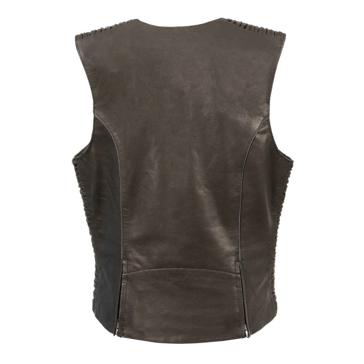 Milwaukee Leather MLL4571 Ladies 'Crinkled' Black Lightweight Leather Vest - Milwaukee Leather Womens Leather Vests