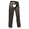 Milwaukee Leather MLL6501 Ladies 'Crinkled' Black Leather Lightweight Low Rise Chaps - Milwaukee Leather Womens Leather Chaps