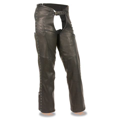 Milwaukee Leather MLL6535 Women's Black Lightweight Hip Set Leather Chaps - Milwaukee Leather Womens Leather Chaps