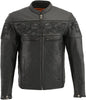 Milwaukee Leather MLM1500 Men's Crossover Black Leather Scooter Jacket with Reflective Skulls and Gun Pockets - Milwaukee Leather Mens Leather Jackets