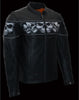 Milwaukee Leather MLM1500 Men's Crossover Black Leather Scooter Jacket with Reflective Skulls and Gun Pockets - Milwaukee Leather Mens Leather Jackets