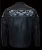 Milwaukee Leather MLM1500 Men's Crossover Black Leather Scooter Jacket with Reflective Skulls and Gun Pockets - Milwaukee Leather Mens Leather Jackets