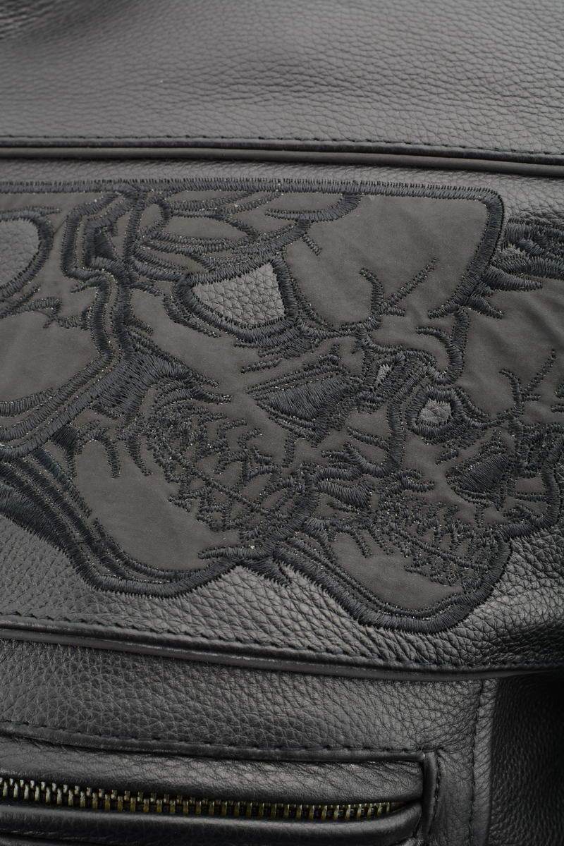 Milwaukee Leather MLM1501 Men's 'Cool-Tec' Black Leather Crossover Scooter Jacket with Reflective Skulls and Gun Pockets - Milwaukee Leather Mens Leather Jackets