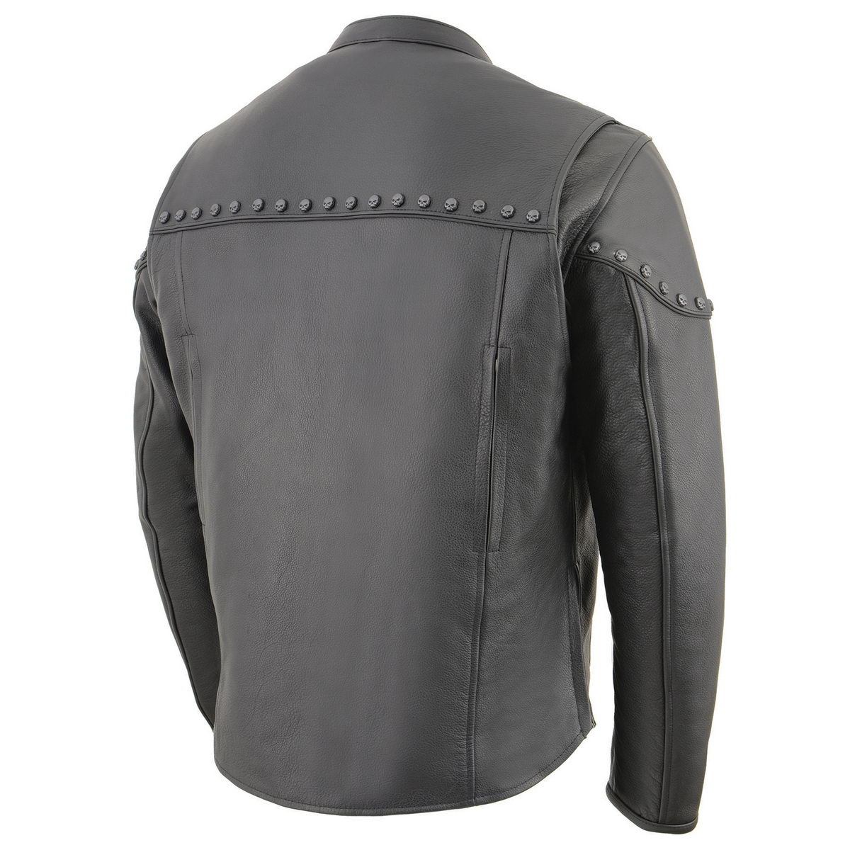 Milwaukee Leather MLM1504 Men's ‘The Skelly Racer’ Black Premium Moto Leather Jacket