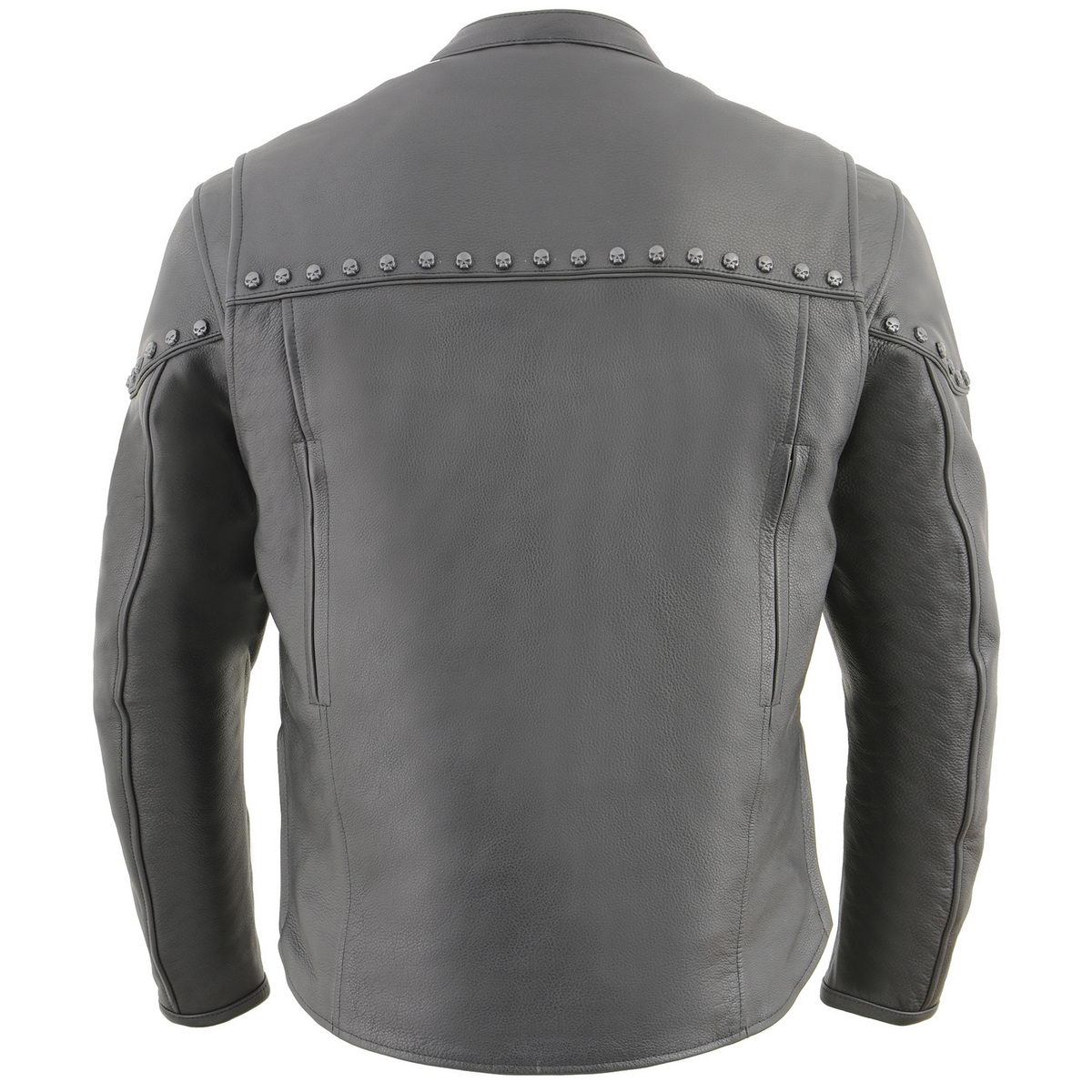Milwaukee Leather MLM1504 Men's ‘The Skelly Racer’ Black Premium Moto Leather Jacket