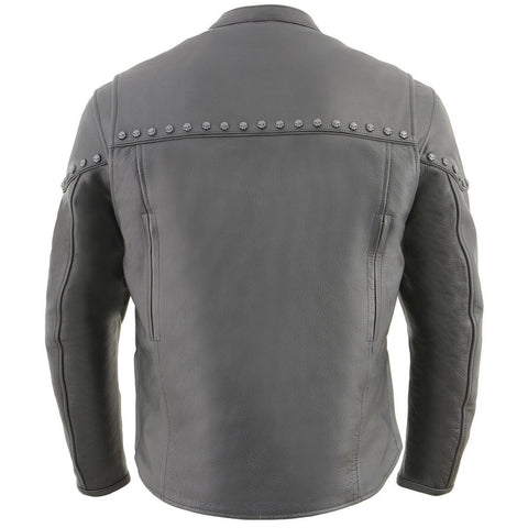 Milwaukee Leather MLM1504 Men's ‘The Skelly Racer’ Black Premium Moto Leather Jacket
