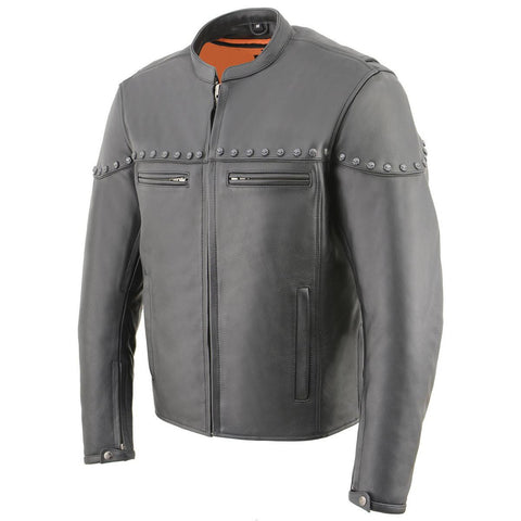 Milwaukee Leather MLM1504 Men's ‘The Skelly Racer’ Black Premium Moto Leather Jacket