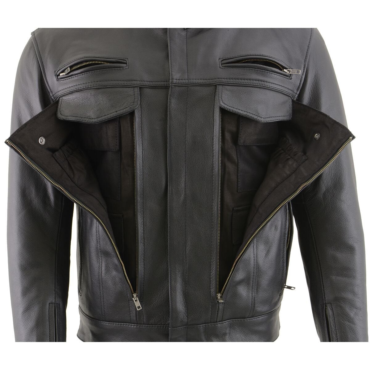 Milwaukee Leather MLM1506 Men's 'Cool-Tec' Black Leather Jacket with Utility and Gun Pockets - Milwaukeee Leather Mens Leather Jackets