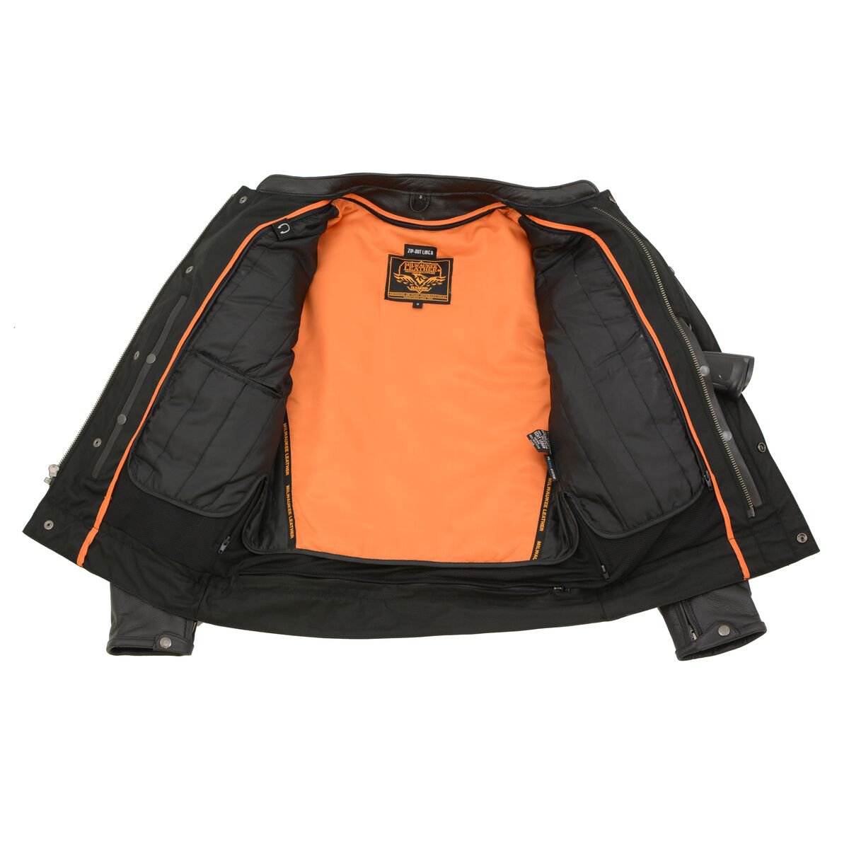 Milwaukee Leather MLM1506 Men's 'Cool-Tec' Black Leather Jacket with Utility and Gun Pockets - Milwaukeee Leather Mens Leather Jackets