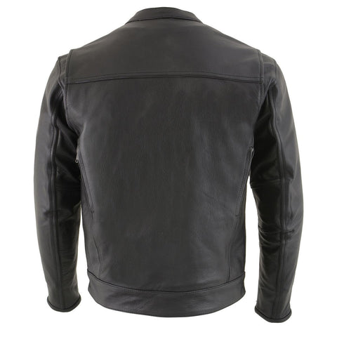 Milwaukee Leather MLM1506 Men's Black Premium Leather Motorcycle Jacket w/ Utility Pockets Cool-Tec Leather Treatement