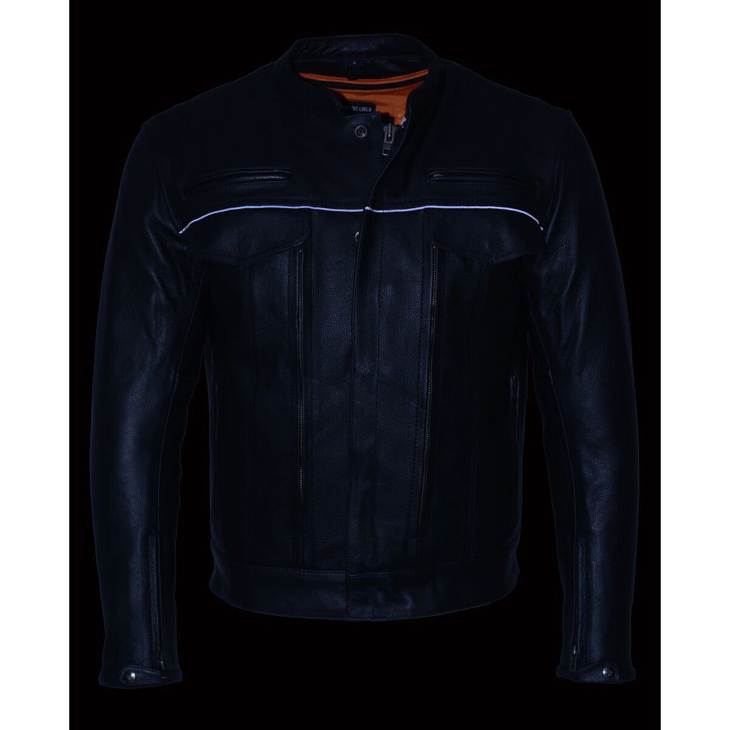 Milwaukee Leather MLM1506 Men's 'Cool-Tec' Black Leather Jacket with Utility and Gun Pockets - Milwaukeee Leather Mens Leather Jackets