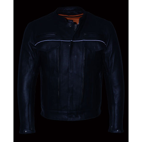 Milwaukee Leather MLM1506 Men's 'Cool-Tec' Black Leather Jacket with Utility and Gun Pockets - Milwaukeee Leather Mens Leather Jackets