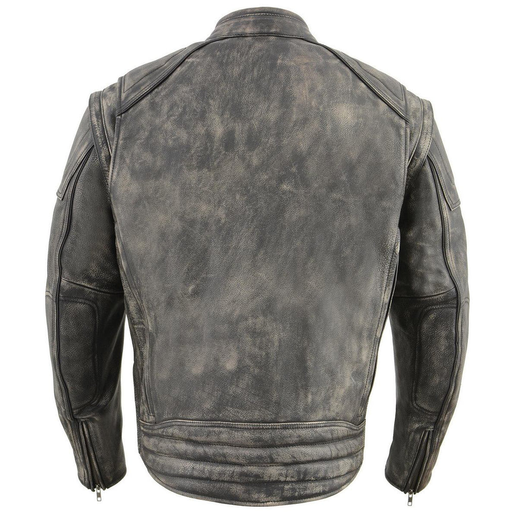 Milwaukee Leather MLM1509 Men's Distress Brown ‘2 in 1’ Leather Jacket with Zip-Off Sleeves