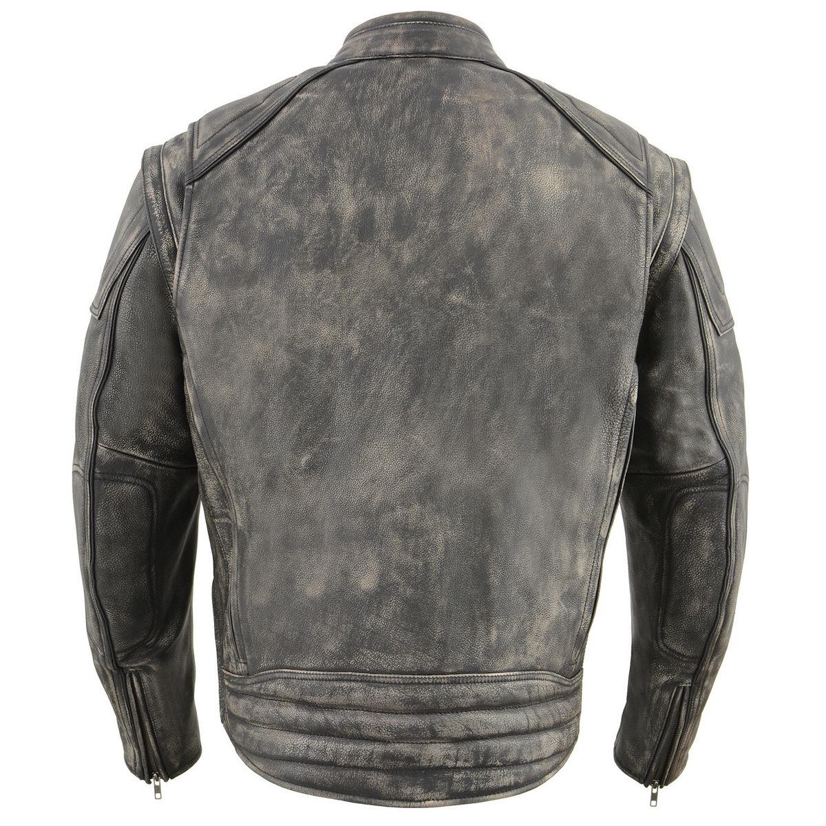 Milwaukee Leather MLM1509 Men's Distress Brown ‘2 in 1’ Leather Jacket with Zip-Off Sleeves