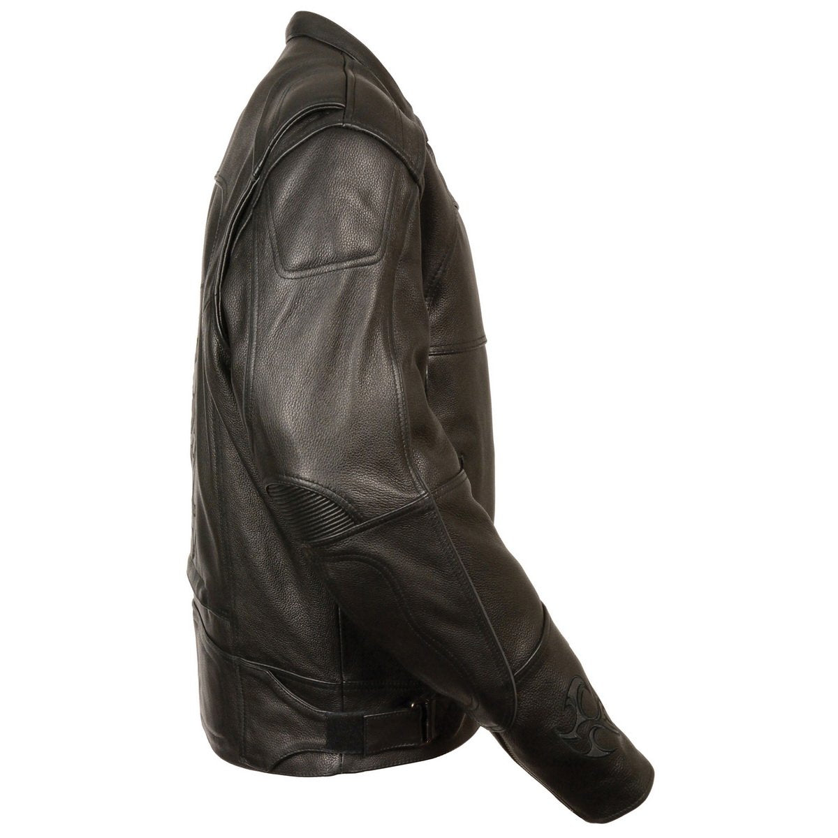 Milwaukee Leather MLM1510 Mens Black Leather Scooter Jacket with Reflective Skull - Milwaukee Leather Mens Leather Jackets