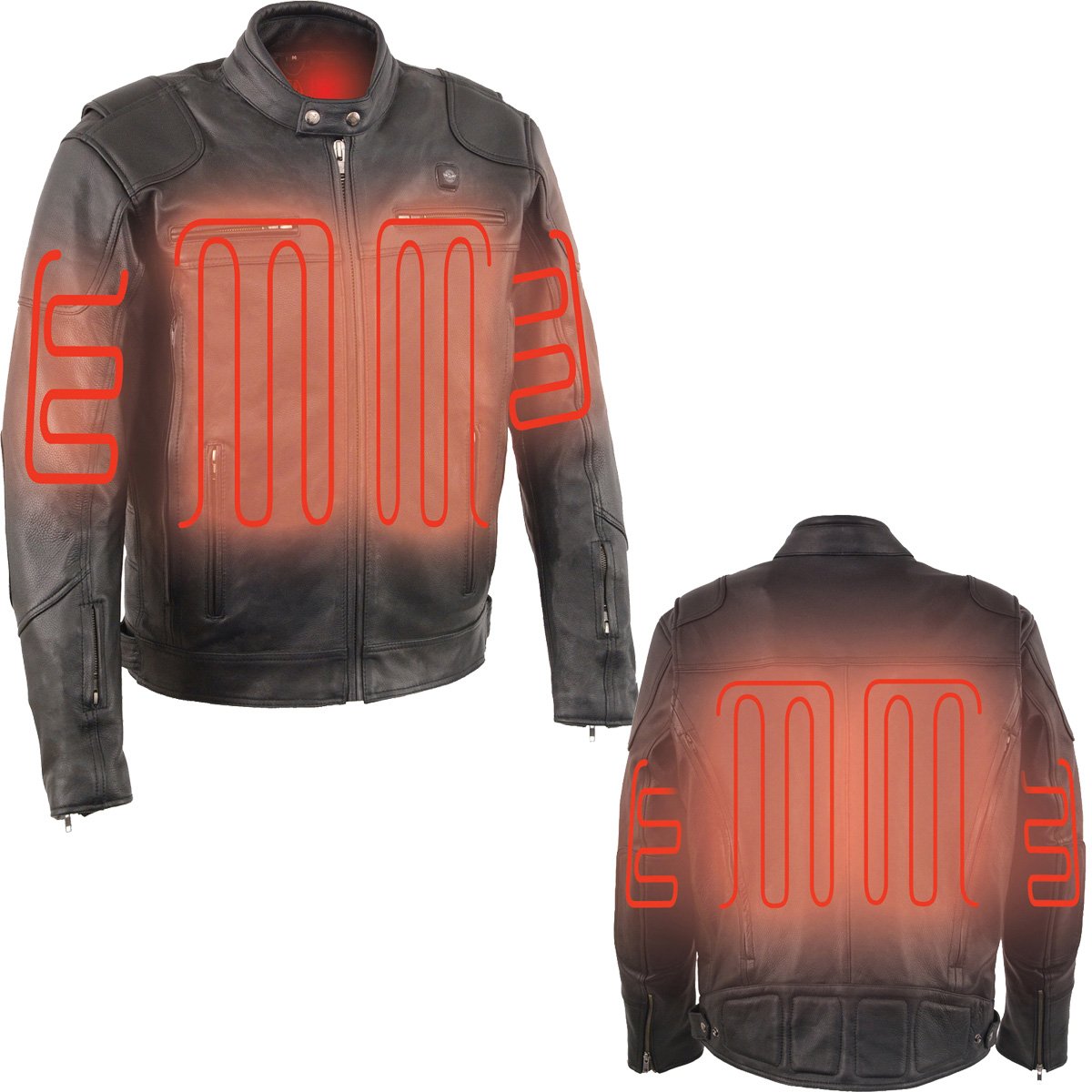 Milwaukee Leather MLM1513 Men's Black 'Heated' Vented Scooter Leather Jacket