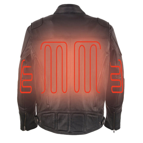 Milwaukee Leather MLM1513 Men's Black 'Heated' Vented Scooter Leather Jacket