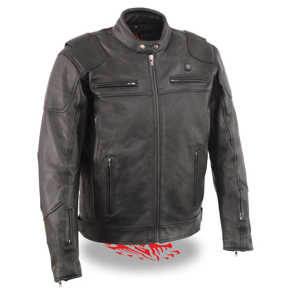 Milwaukee Leather Heated Jacket for Men s Black Cowhide Leather Moto