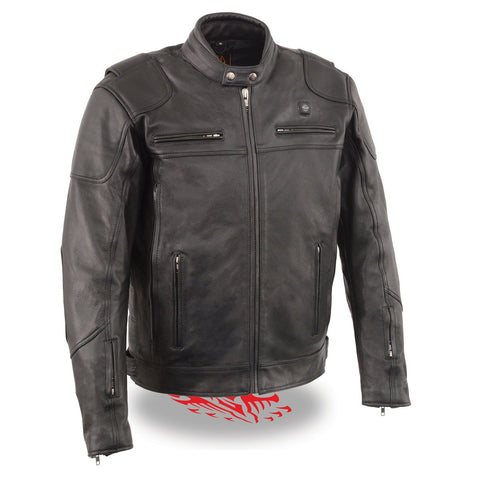 Milwaukee Leather MLM1513 Men's Black 'Heated' Vented Scooter Leather Jacket