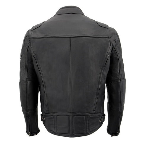 Milwaukee Leather Heated Jacket for Men's Black Cowhide Leather - Motorcycle Vented Jacket for All Seasons MLM1513