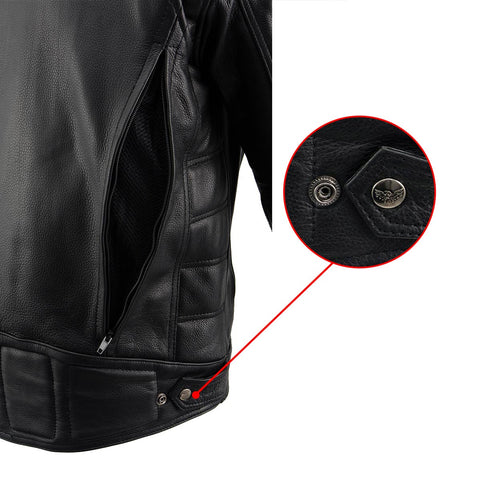 Milwaukee Leather Heated Jacket for Men's All Seasons Black Cool-Tec Leather - Motorcycle Vented Jackets MLM1514SET