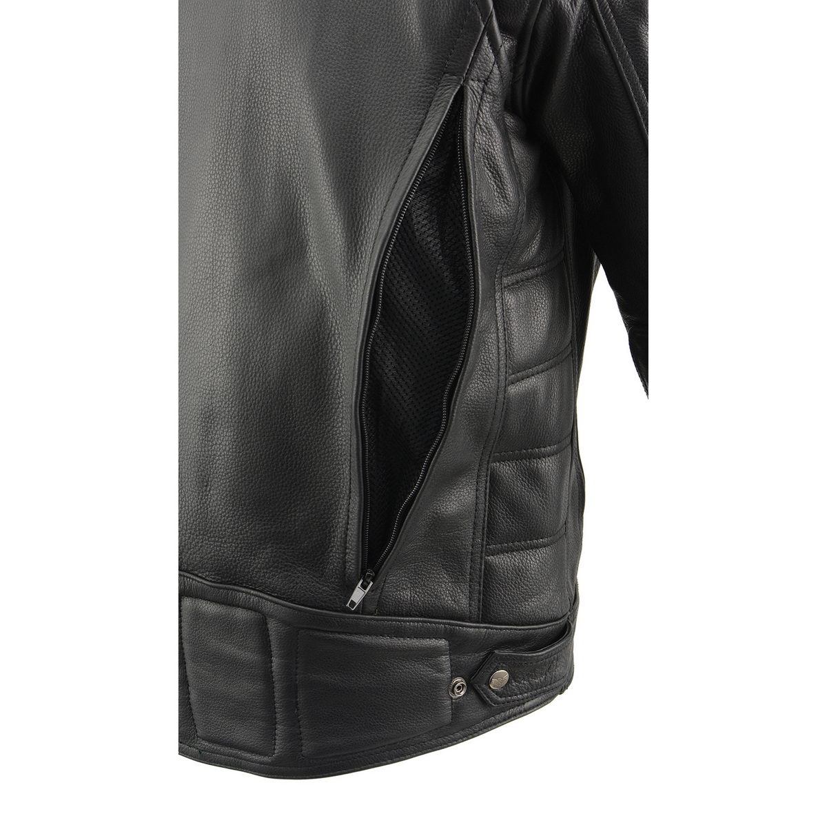 Milwaukee Leather MLM1514SET Men's ‘ALL SEASONS’ Black Leather with Heated and Cool-Tec Technology