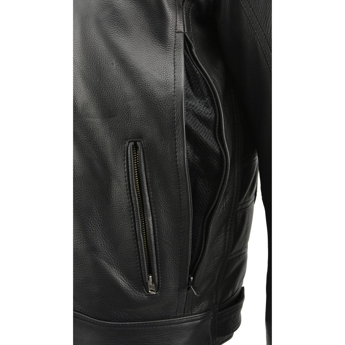 Milwaukee Leather MLM1514SET Men's ‘ALL SEASONS’ Black Leather with Heated and Cool-Tec Technology