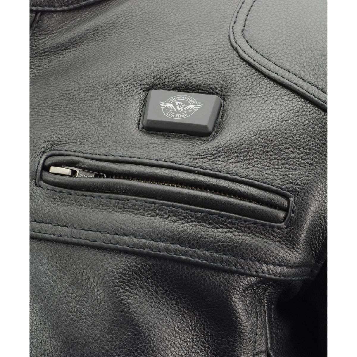 Milwaukee Leather MLM1514SET Men's ‘ALL SEASONS’ Black Leather with Heated and Cool-Tec Technology