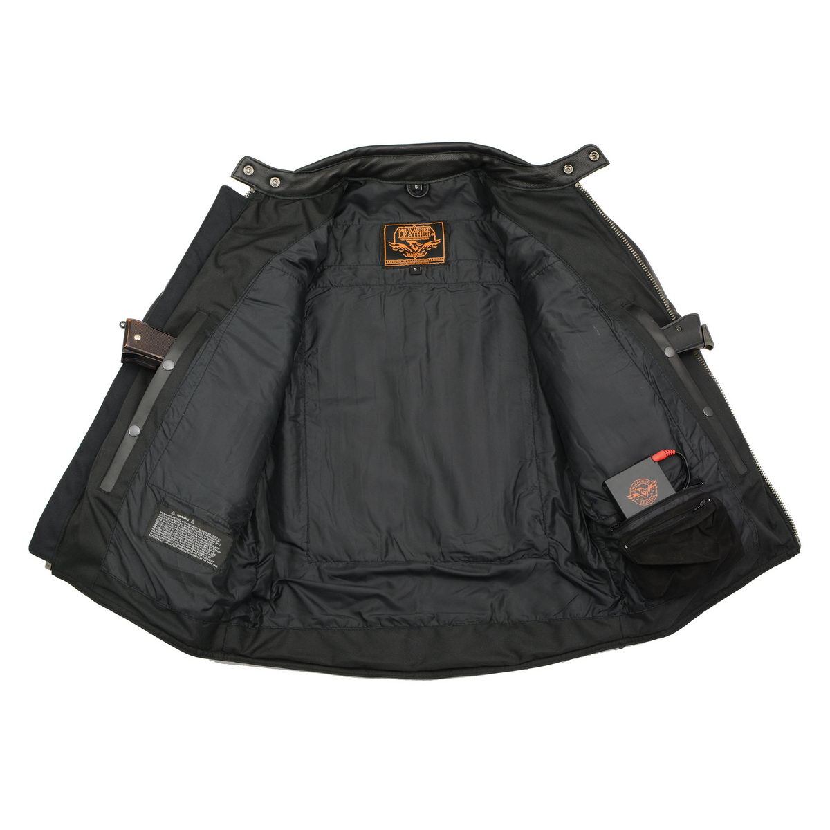 Milwaukee Leather MLM1514SET Men's ‘ALL SEASONS’ Black Leather with Heated and Cool-Tec Technology