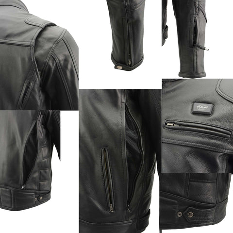 Milwaukee Leather MLM1526 Men's Black 'Cool-Tec' Leather Sporty Scooter Jacket