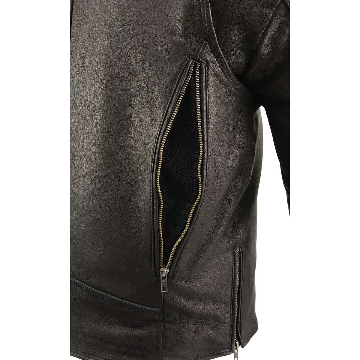 Milwaukee Leather MLM1516 Black Real Leather Motorcycle Jacket for Men – Vintage Brando Style Biker Jacket