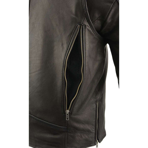 Milwaukee Leather MLM1516 Black Real Leather Motorcycle Jacket for Men – Vintage Brando Style Biker Jacket