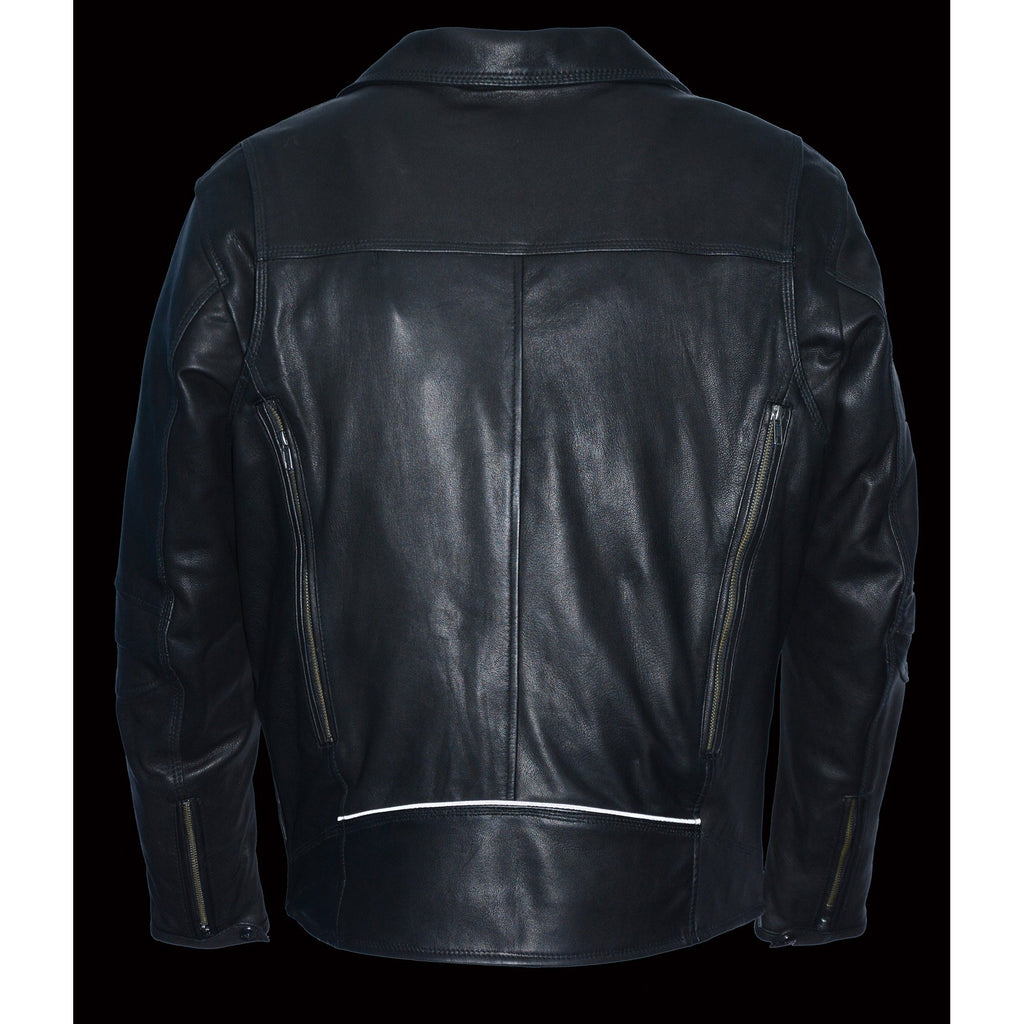 Milwaukee Leather MLM1516 Black Real Leather Motorcycle Jacket for Men – Vintage Brando Style Biker Jacket
