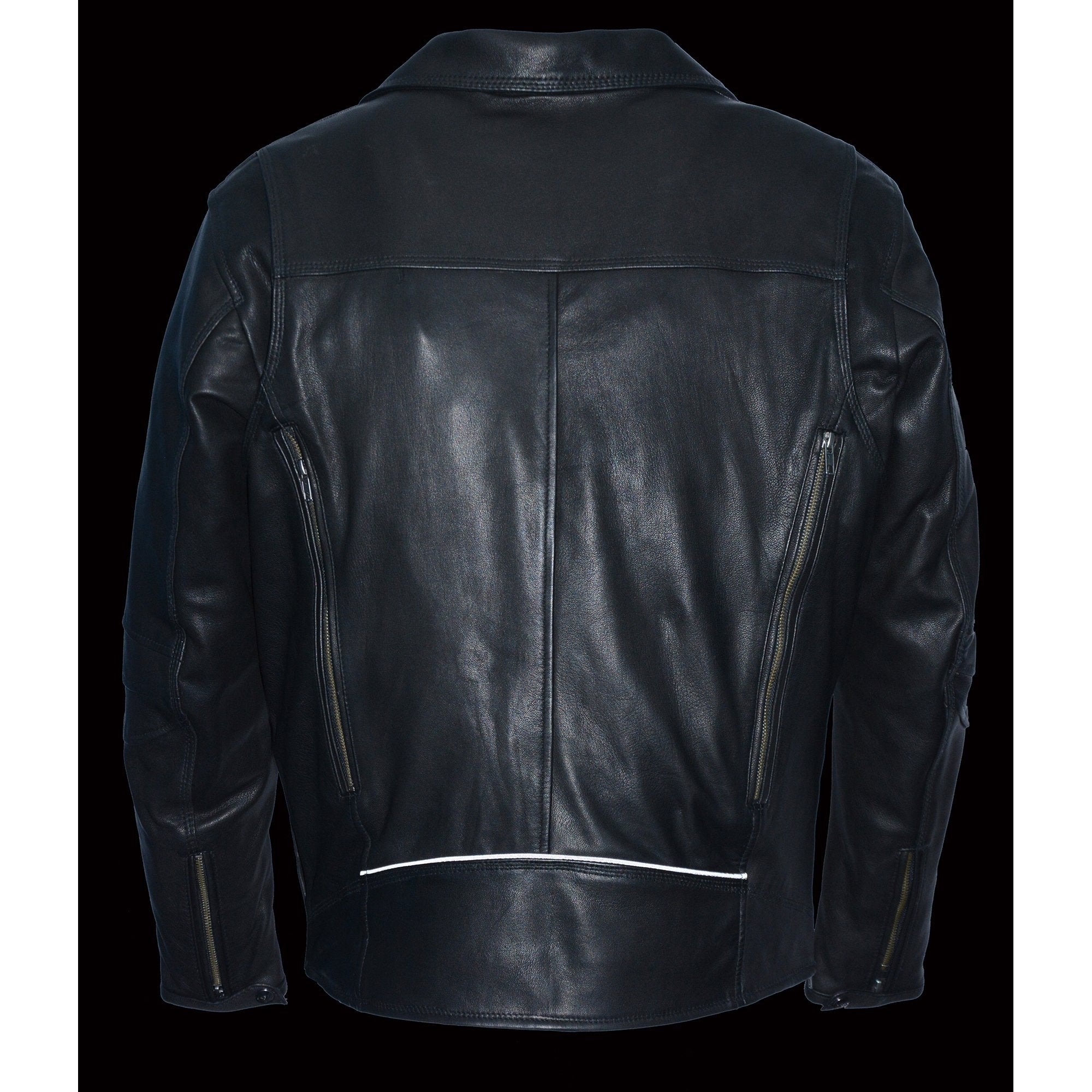 Milwaukee Leather MLM1516 Black Real Leather Motorcycle Jacket for Men – Vintage Brando Style Biker Jacket