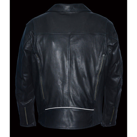 Milwaukee Leather MLM1516 Black Real Leather Motorcycle Jacket for Men – Vintage Brando Style Biker Jacket