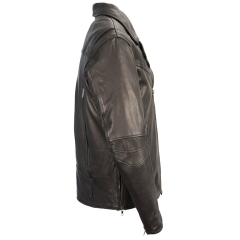 Milwaukee Leather MLM1516 Men's Triple Stitch Black Lightweight Biker Leather Jacket - Milwaukee Leather Mens Leather Jackets