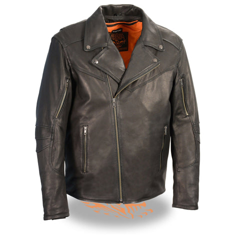 Milwaukee Leather MLM1516 Men's Triple Stitch Black Lightweight Biker Leather Jacket - Milwaukee Leather Mens Leather Jackets