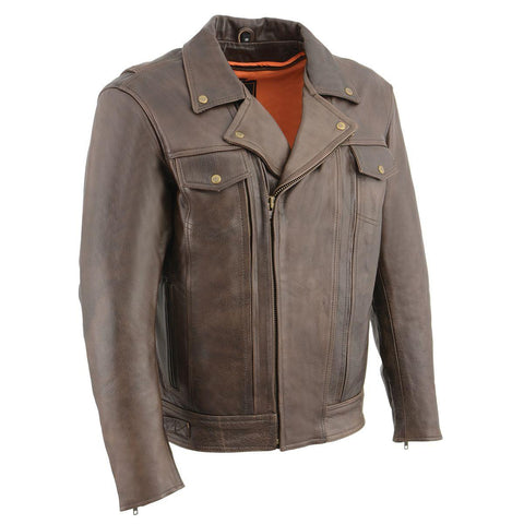 Milwaukee Leather MLM1522 Men's ‘Vented’ Retro Brown Leather Motorcycl ...