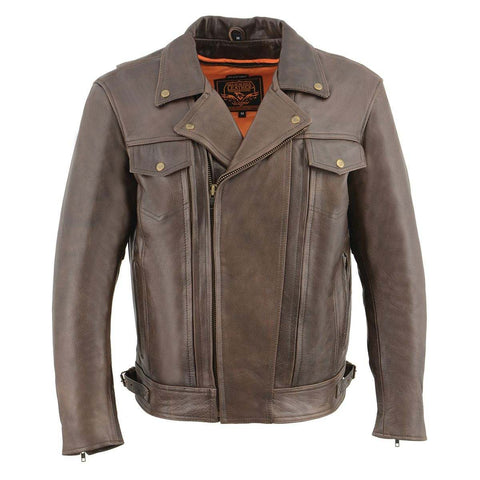 Milwaukee Leather MLM1522 Men's ‘Vented’ Retro Brown Leather Motorcycl ...