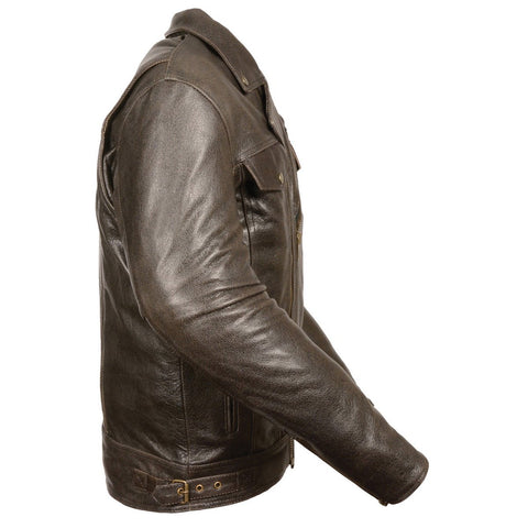 Milwaukee Leather MLM1522 Men's ‘Vented’ Retro Brown Leather Motorcycl ...