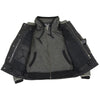Milwaukee Leather MLM1539 Men's Distressed Grey Leather ‘Utility Pocket’ Vented Jacket with Removable Hoodie