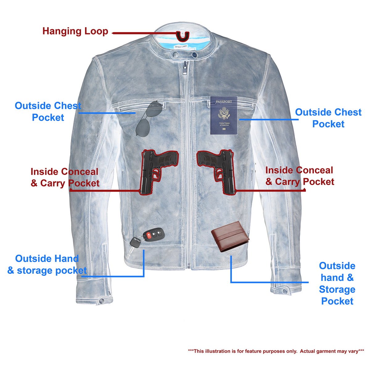 Milwaukee Leather MLM1550 Men's Vented Black-Beige Distressed Leather Scooter Jacket