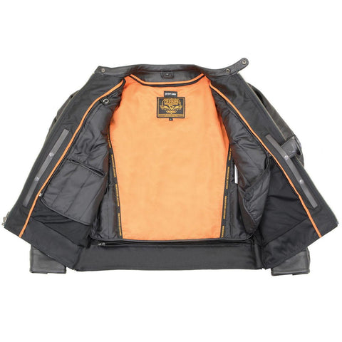 Milwaukee Leather MLM1551-BLACK Men's Black 'Cool-Tec' Leather Sporty Scooter Jacket