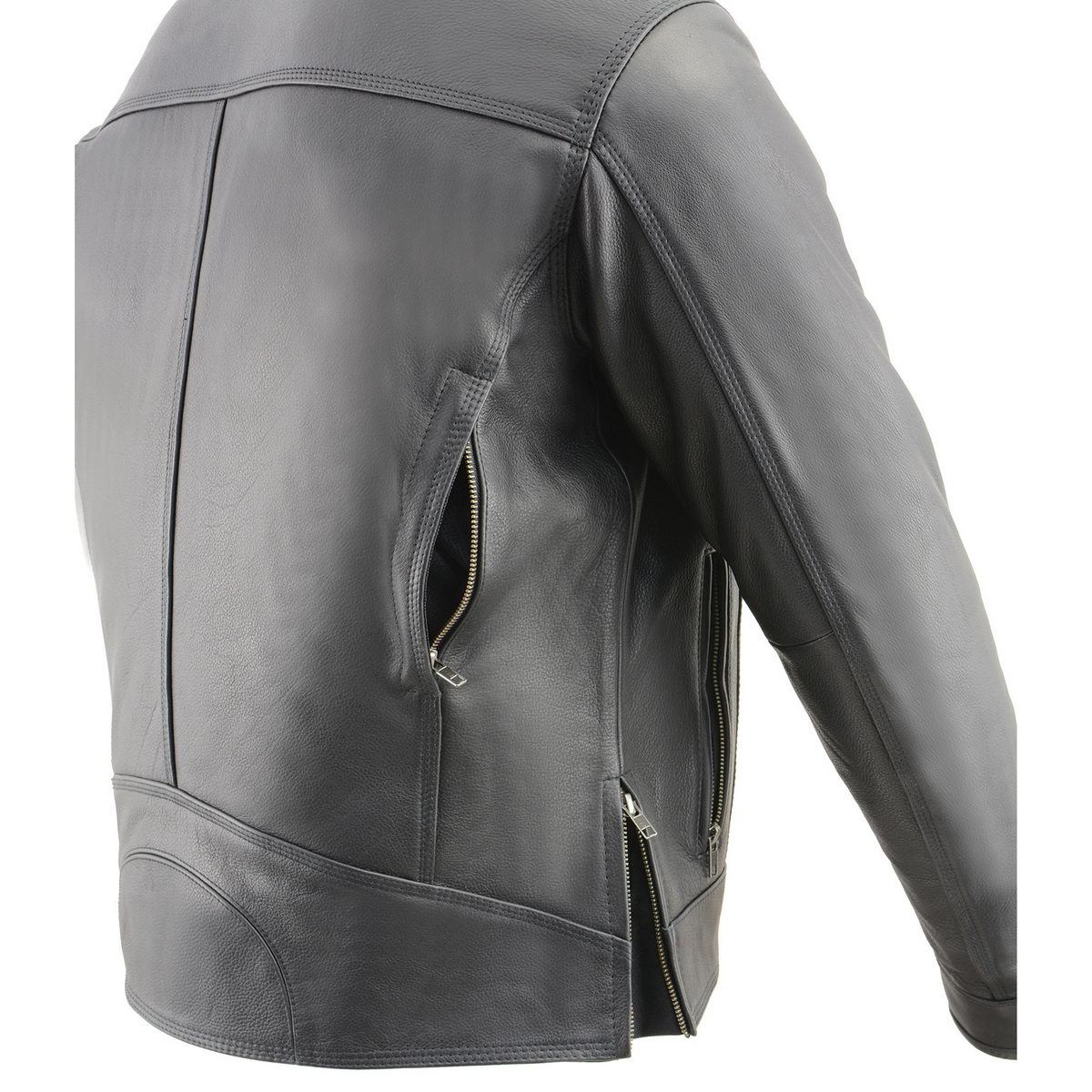 Milwaukee Leather MLM1551-BLACK Men's Black 'Cool-Tec' Leather Sporty Scooter Jacket