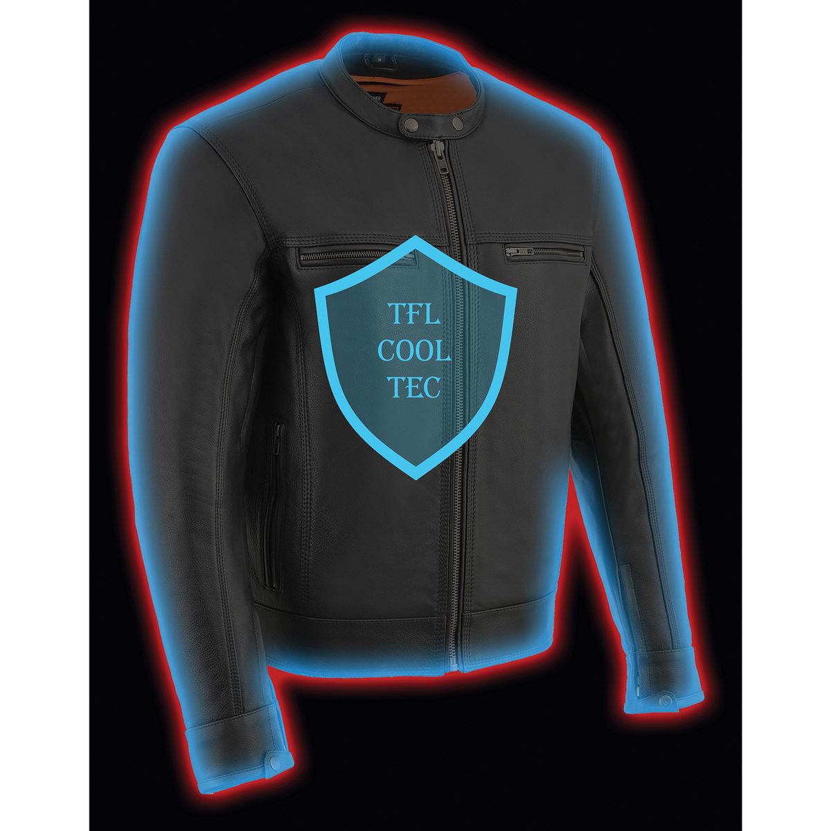 Milwaukee Leather MLM1551-BLACK Men's Black 'Cool-Tec' Leather Sporty Scooter Jacket