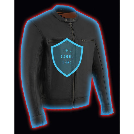 Milwaukee Leather MLM1551-BLACK Men's Black 'Cool-Tec' Leather Sporty Scooter Jacket