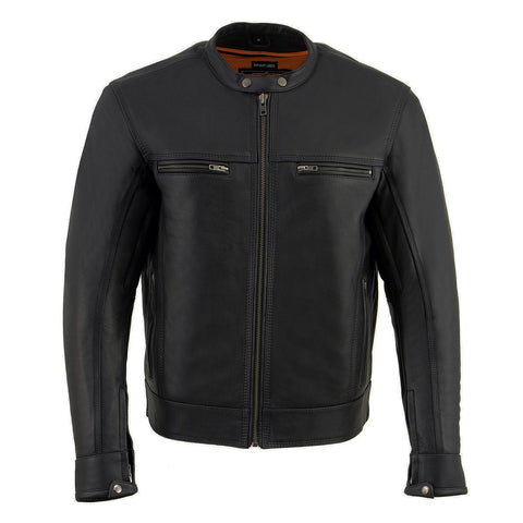 Milwaukee Leather MLM1551 Men's Black Lightweight Premium Leather Motorcycle Jacket w/ Cool-Tec Leather Treatement